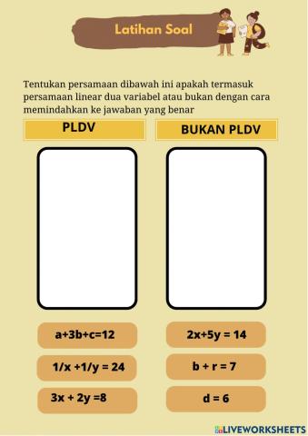 Liveworksheet KONSEP SPLDV Bagian 2