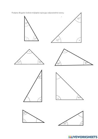 Trójkąty 30,60,90 oraz 45, 45, 90