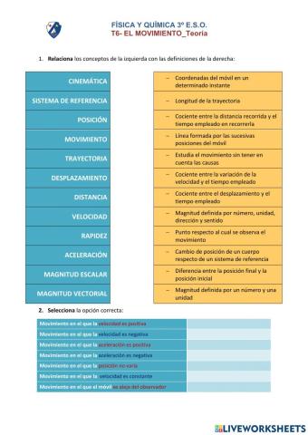 EL MOVIMIENTO: conceptos clave