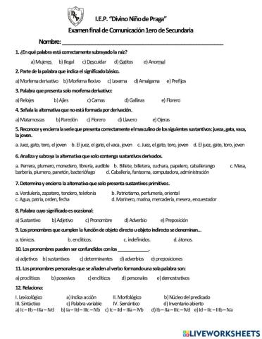 Examen de comunicación