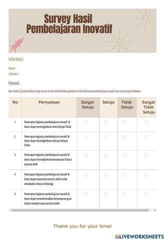 Survey Hasil Pembelajaran Inovatif