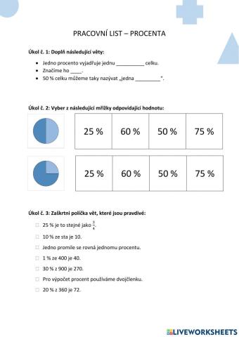 Pracovní list - procenta