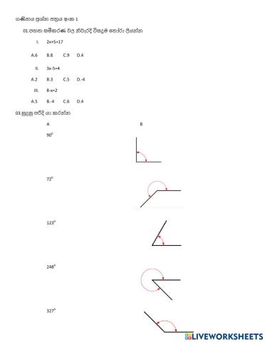 Solving Equations & Angles