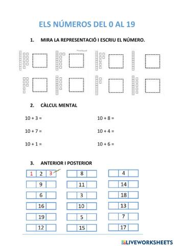 Els números del 0 al 19