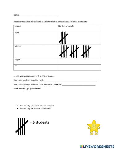 Counting by 5 tally