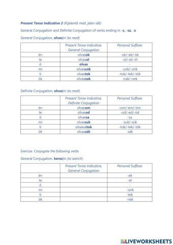 Present Tense Verbs 2