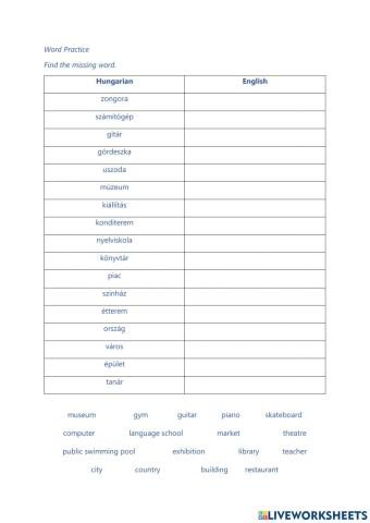 Words and meanings 4