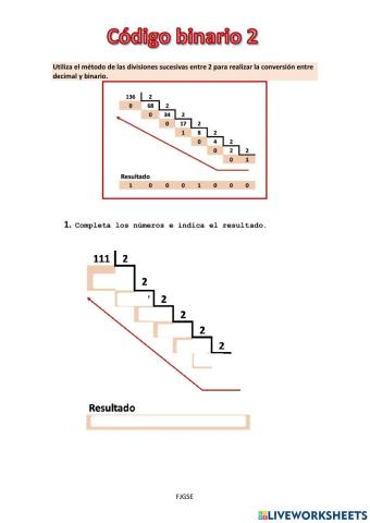 Código binario. Decimal a binario