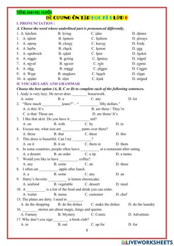 E6. test ôn tập hk 1