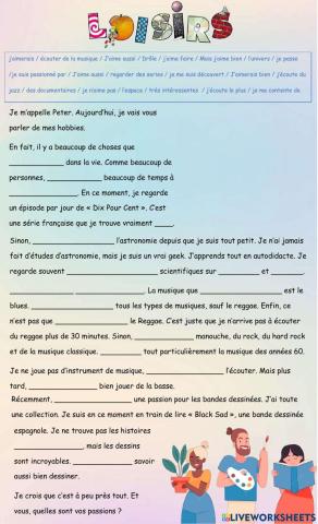 Les loisirs et les passe temps - Audio en Francés + Worksheet