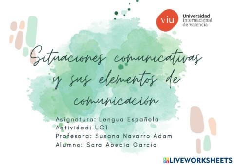 Situaciones comunicativas y sus elementos de la comunicación