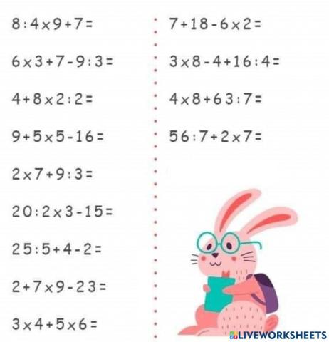 Calcul matematic repetat fara paranteze 1