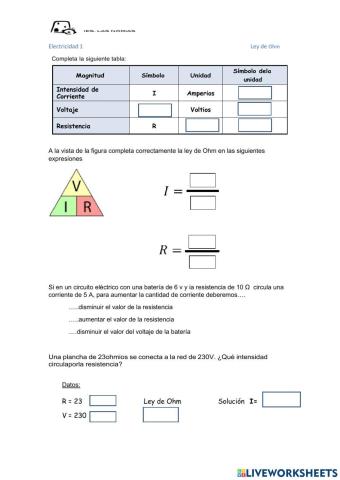 Cuestionario Ley de Ohm  1