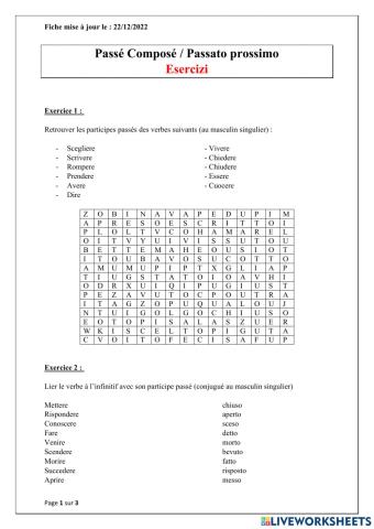 Passé composé - exercices