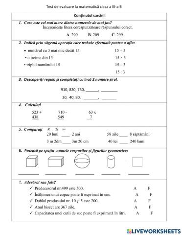 Test de evaluare