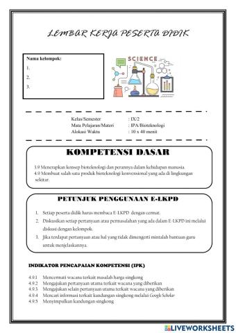 Lkpd bioteknologi kelas ix ipa