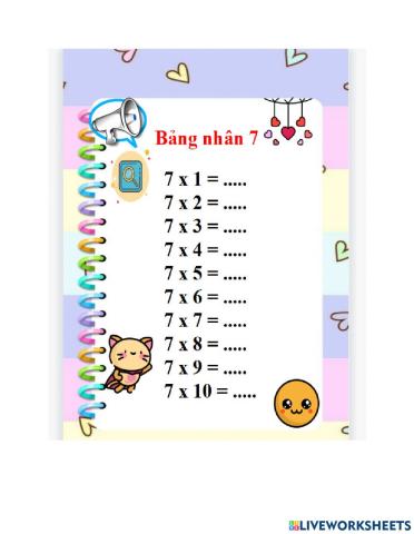 Bảng Chia 7 - Bài tập 1