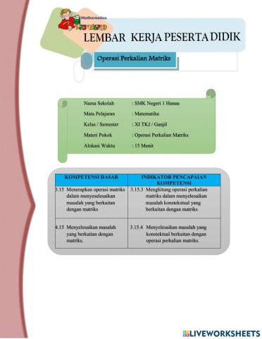 Operasi Perkalian Matriks (C3)