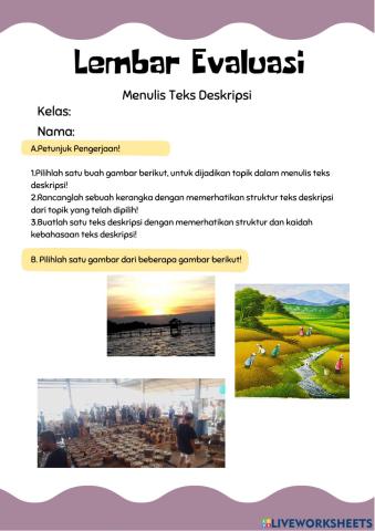 Lembar evaluasi menulis teks deskripsi