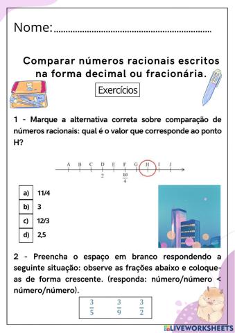 Comparar números racionais