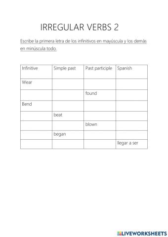 Irregular verbs 2