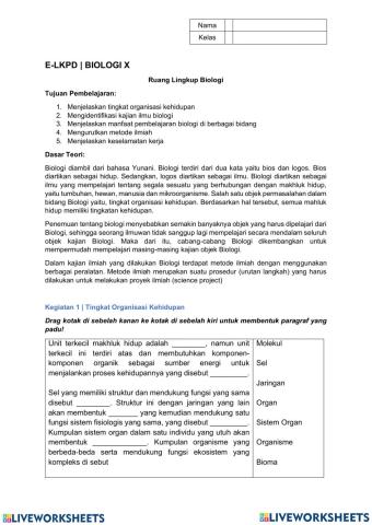 Lkpd ruang lingkup biologi