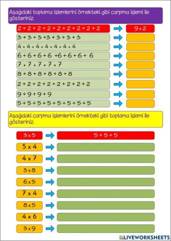 Toplamadan Çarpmaya