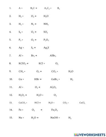 Balancing Equations (beginners)