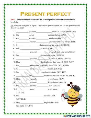 PRESENT PERFECT interactive worksheet