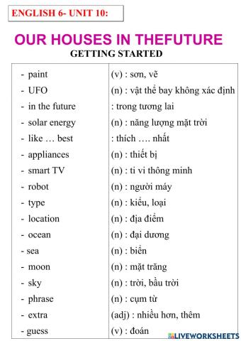 English 6- Unit 10- Getting started