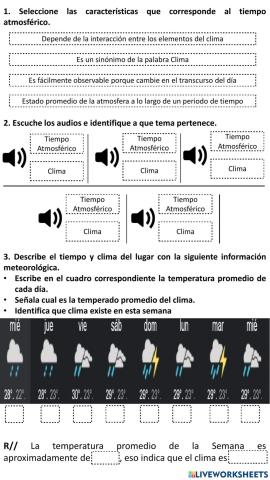 Evaluación Sumativa (Tiempo Atmosférico y Clima)