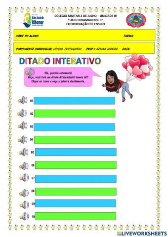 Ditado interativo diagnóstico 01 2022