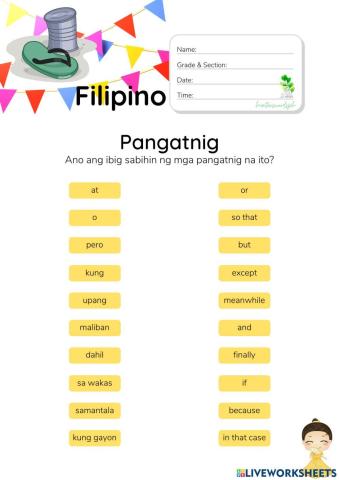 Pangatnig - HuntersWoodsPH.com Worksheet