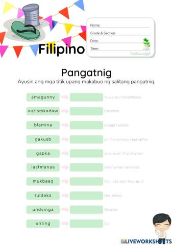 Pangatnig - HuntersWoodsPH.com Worksheet