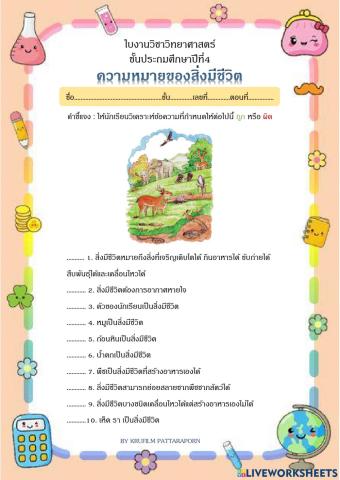 ความหมายของสิ่งมีชีวิตป.4