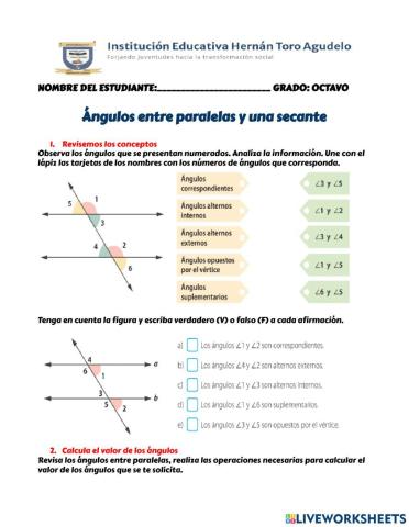 Ángulos entre paralelas y una secante