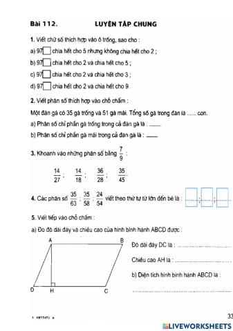 VBT Toán 4 bài 112: Luyện tập chung