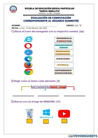 Evaluación quimestral de computación