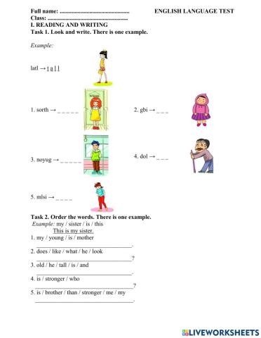 Bài tập tiếng anh lớp 4 unit 14: What does he look like?