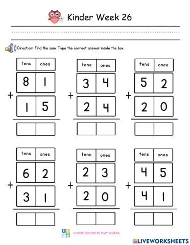 Kinder Summative Assessment Week 26