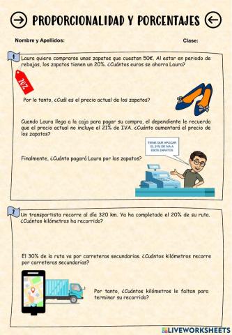 Proporcionalidad y Porcentajes, 6ºEP