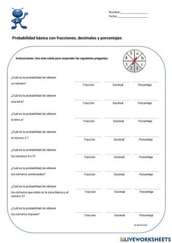 Probabilidad básica con fracciones, decimales y porcentajes