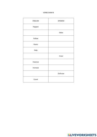 Regular verbs 8