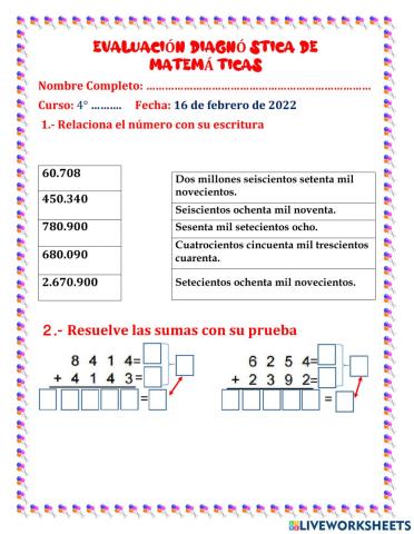 Diagnostico matemáticas