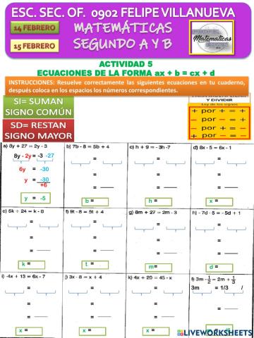 ECUACIONES DE LA FORMA ax+ b - cx + d