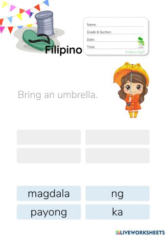 Pagbuo ng Simpleng Pangungusap - HuntersWoodsPH.com Worksheet