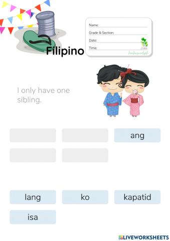 Pagbuo ng Pangungusap sa Filipino - HuntersWoodsPH.com Worksheet