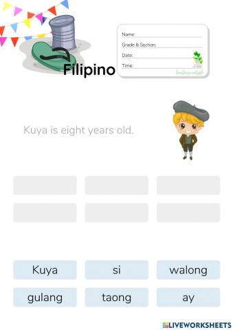 Pagbuo ng Pangungusap sa Filipino - HuntersWoodsPH.com Worksheet