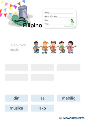 Pagbuo ng Pangungusap sa Filipino - HuntersWoodsPH.com Worksheet