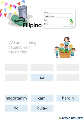 Pagbuo ng Pangungusap sa Filipino - HuntersWoodsPH.com Worksheet